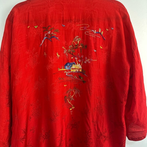 Vintage Golden Bee Asian Embroidered Satin Robe Large - Picture 7 of 11